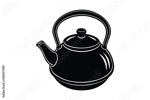 Tea kettle silhouette vector illustration isolated on white background