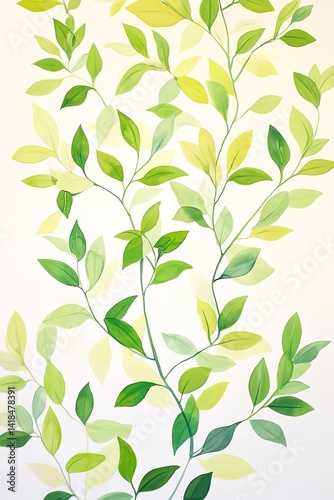 Vibrant green leaves on light background showcasing nature's beauty