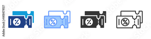 Coupon icon set multiple style collection