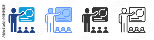 Refresher Training icon set multiple style collection