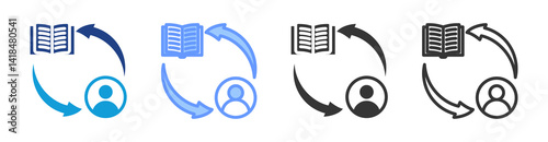 Learning icon set multiple style collection