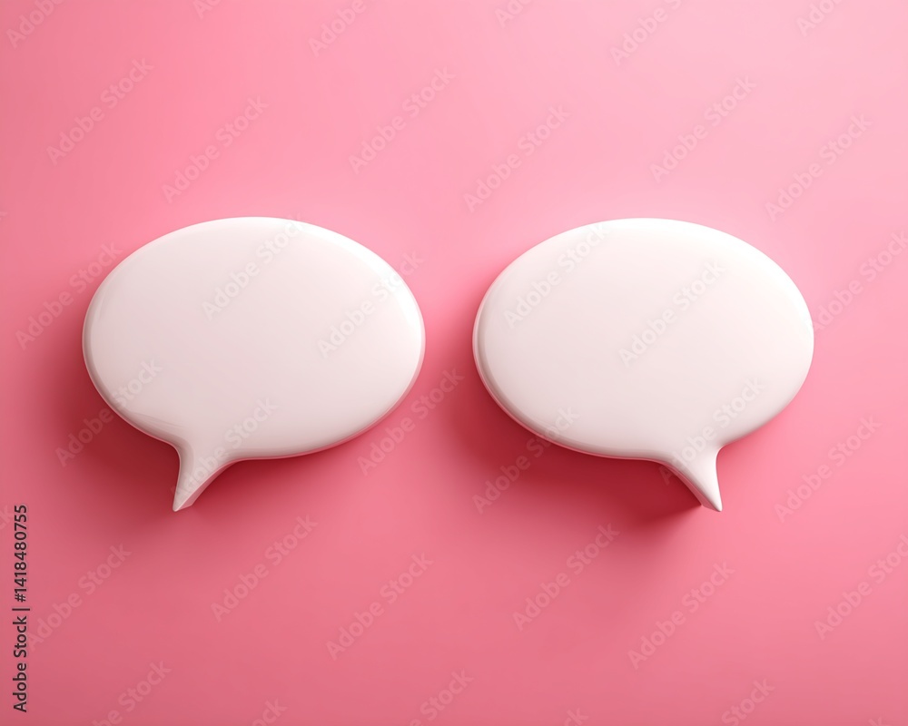 Two Three-Dimensional Speech Bubbles on Pink Background Two Three-Dimensional Speech Bubbles on Pink Background