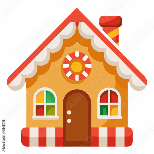 Christmas Gingerbread House Vector Art Illustration