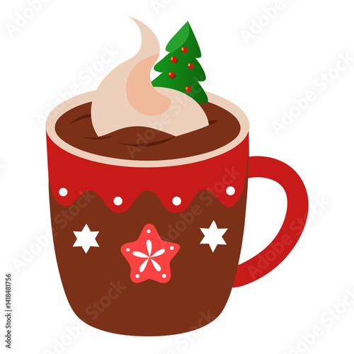 Christmas Hot Chocolate Vector Art Illustration