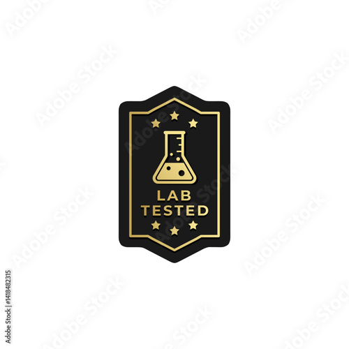 Lab tested product label or sign label vector isolated. Lab tested label for product packaging. Best lab tested icon for cosmetic or health product packaging design element.