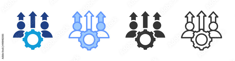 Developing Employees icon set multiple style collection Developing Employees icon set multiple style collection