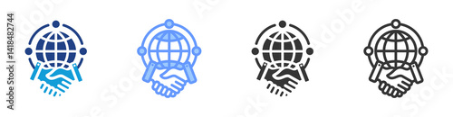 International Relation icon set multiple style collection