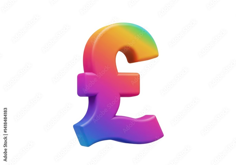 3d colorful pound sterling symbol illustration isolated on white background 3d colorful pound sterling symbol illustration isolated on white background