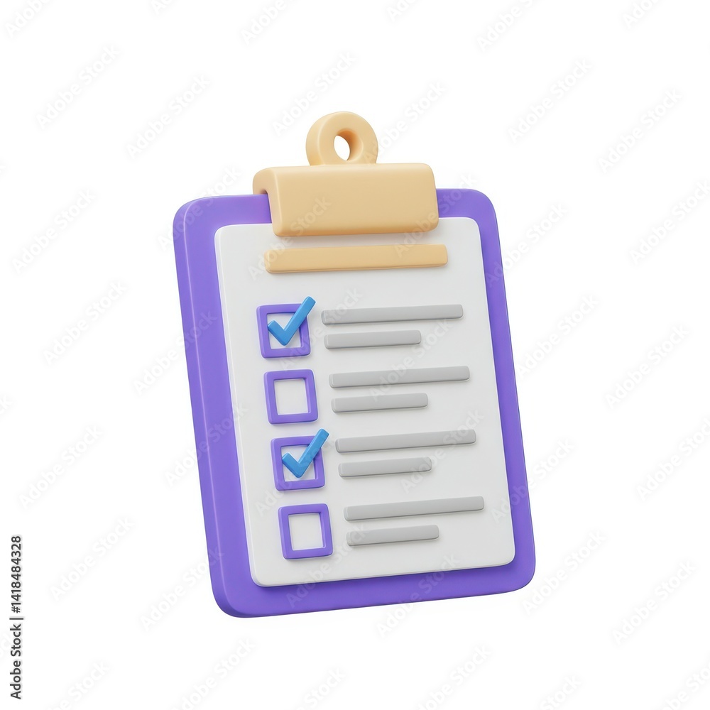 3d checklist clipboard with tick marks background isolated on white background 3d checklist clipboard with tick marks background isolated on white background