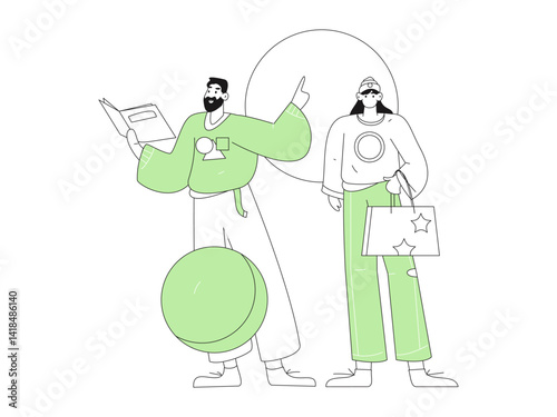 Virtual characters social communication concept business flat vector hand drawn illustration
