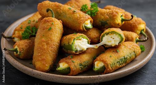 Delicious Jalapeno Poppers Filled With Cream Cheese Served On Plate