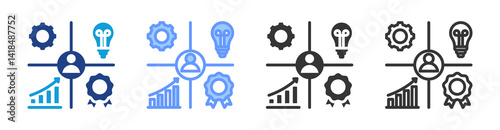 Competency Mapping icon set multiple style collection