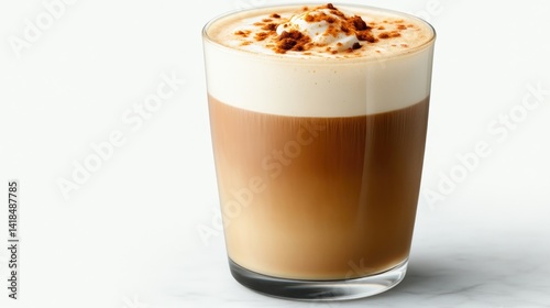 Cozy autumnal coffee drink layered with creamy foam and crunchy topping