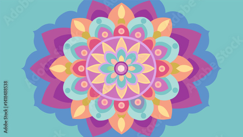 A vibrant mandala design created entirely with soft pastels representing the balance and harmony found through emotional healing.. Vector illustration