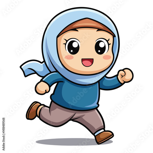 Animated girl in hijab running (1)