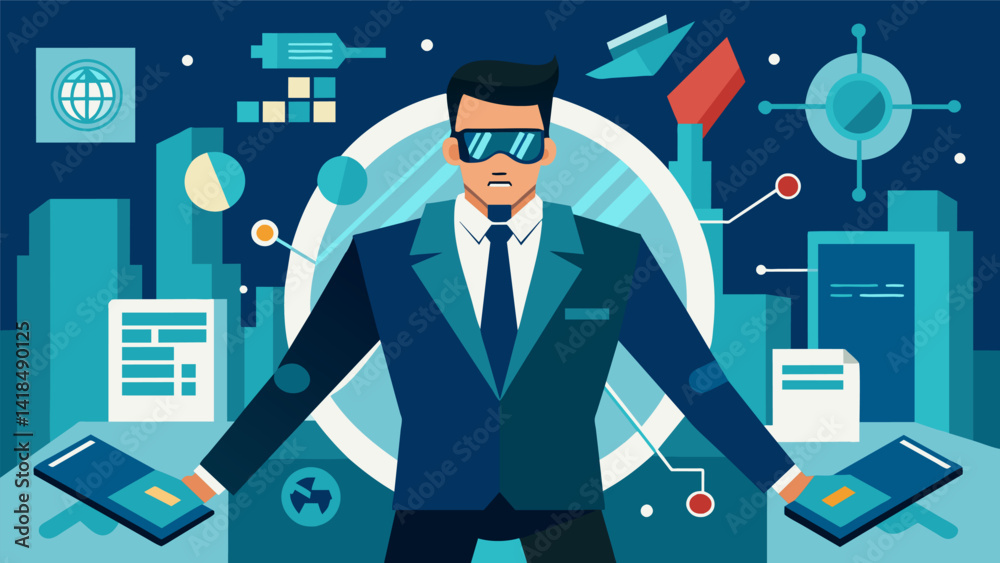 Experience the thrill of being a secret agent in a virtual spy training program complete with agility and strength challenges in a hightech setting.. Vector illustration