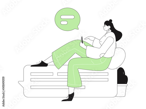 Virtual characters social communication concept business flat vector hand drawn illustration
