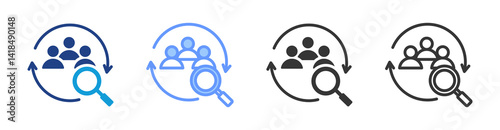 Subgroup Analysis icon set multiple style collection photo