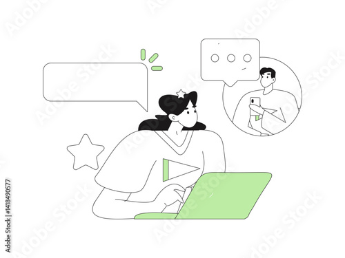Virtual characters social communication concept business flat vector hand drawn illustration
