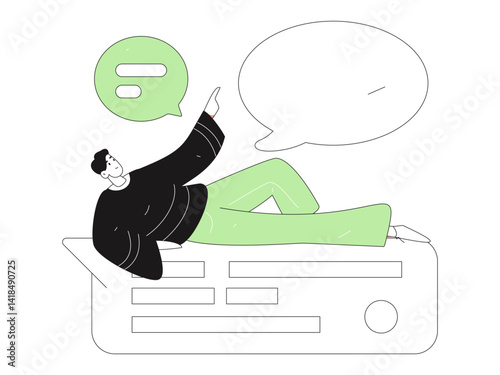Virtual characters social communication concept business flat vector hand drawn illustration
