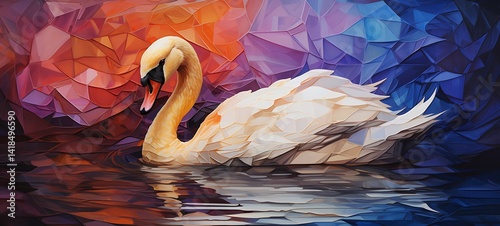 abstrak mozaic color of stork in drakness, ai generative