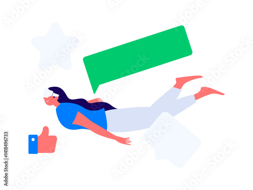 Virtual characters social communication concept business flat vector hand drawn illustration
