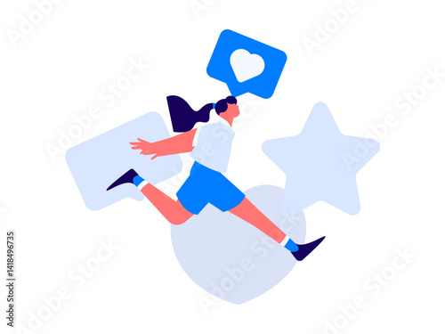 Virtual characters social communication concept business flat vector hand drawn illustration
