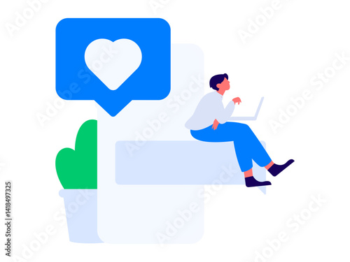 Virtual characters social communication concept business flat vector hand drawn illustration

