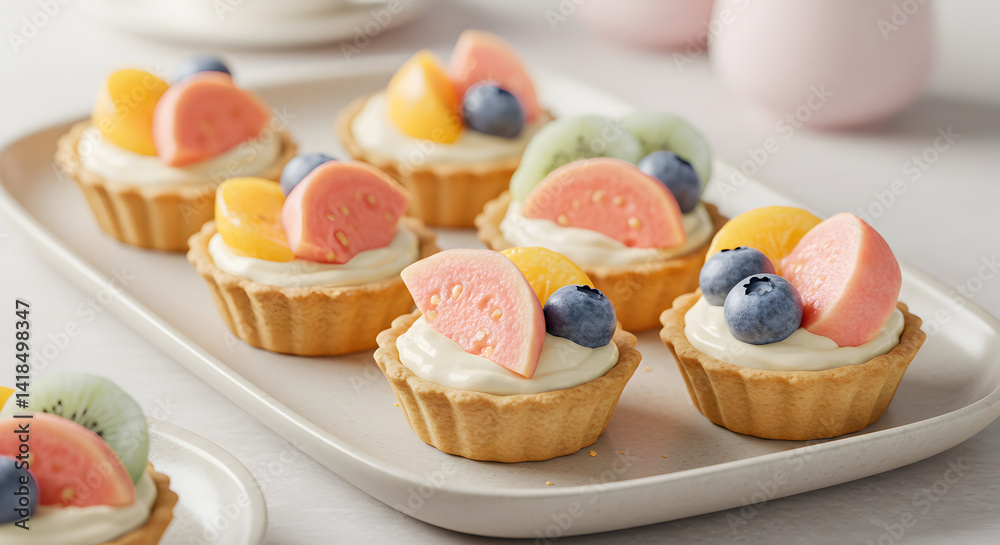 Delightful Fruit Tarts Displayed Attractively On An Elegant Platter