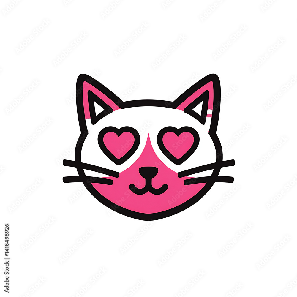 pink cat emoji with heart eyes on Transparent background pink cat emoji with heart eyes on Transparent background