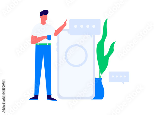 Virtual characters social communication concept business flat vector hand drawn illustration

