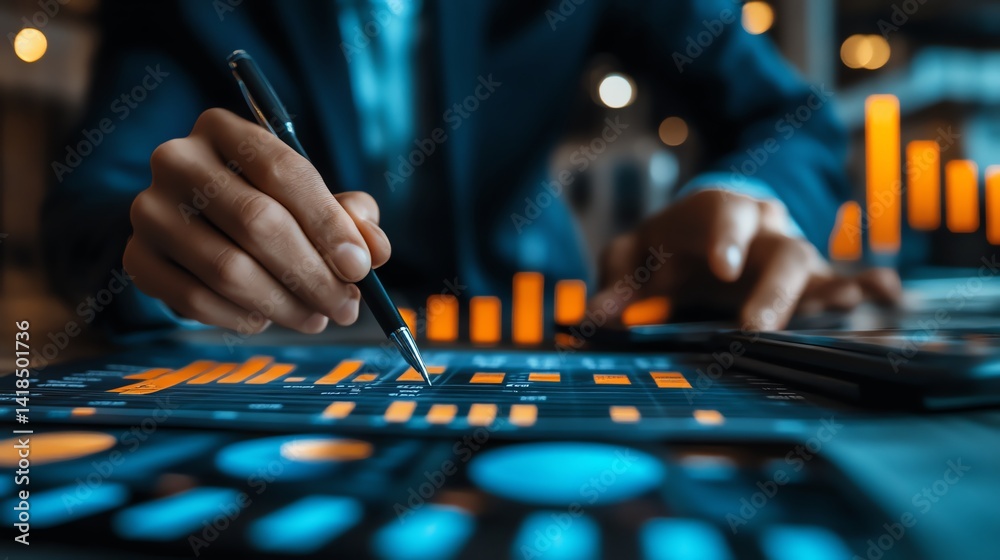 Fototapeta premium Analyzing Financial Data Charts and Graphs