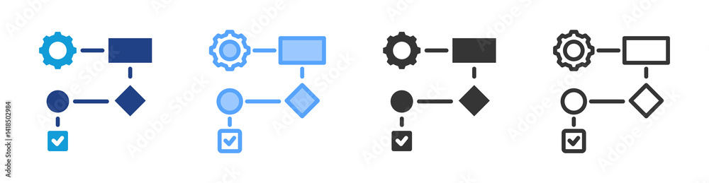 Workflow icon set multiple style collection Workflow icon set multiple style collection