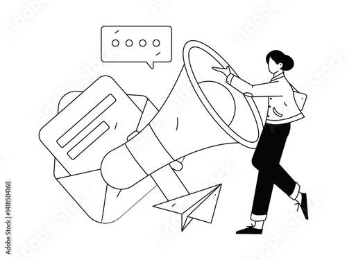 Virtual characters social communication concept business flat vector hand drawn illustration
