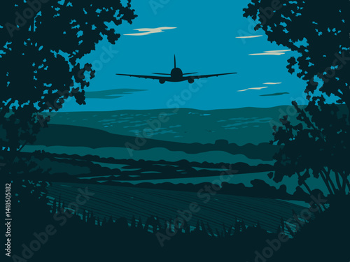 Airplane illustration. Travel. Flight.