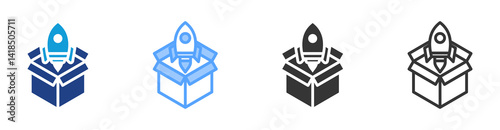 Product Launch icon set multiple style collection