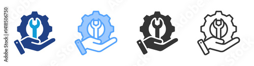 Service icon set multiple style collection