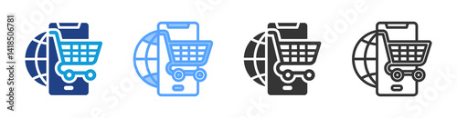 Online Shopping icon set multiple style collection