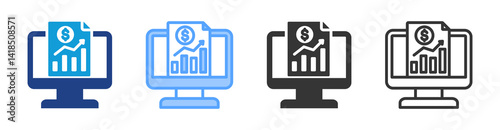 Financial Information icon set multiple style collection