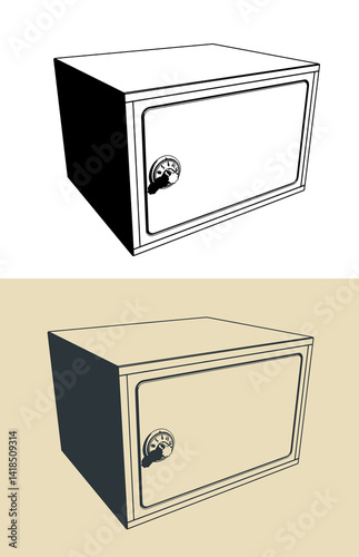 Small safe box illustrations