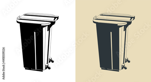 Two-wheel trash can