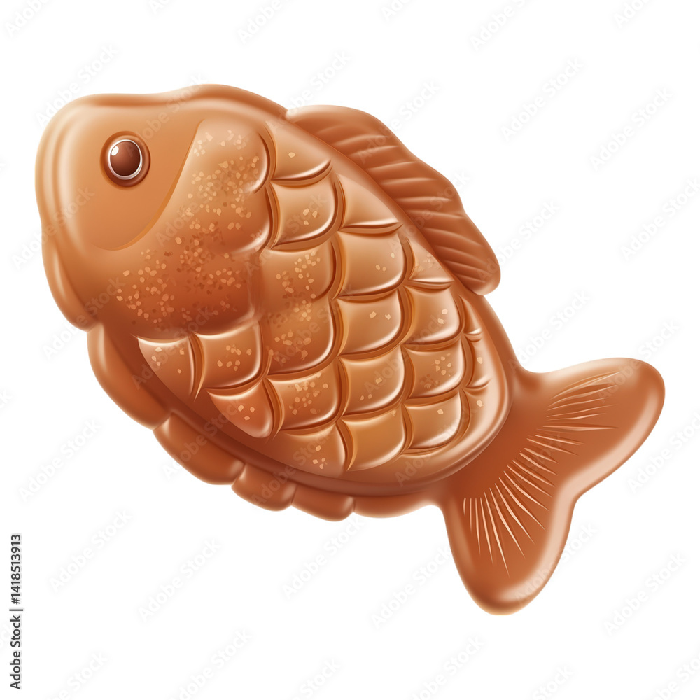Delicious fish-shaped waffle, an appetizing and sugary snack product illustration Delicious fish-shaped waffle, an appetizing and sugary snack product illustration
