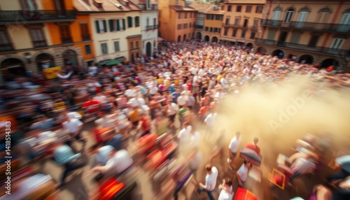 Wallpaper Mural Blurred Motion Of A Large Gathering In A City Street During A Public Event Torontodigital.ca