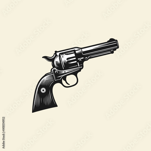 classic cowboy revolver silhouette vector illustration