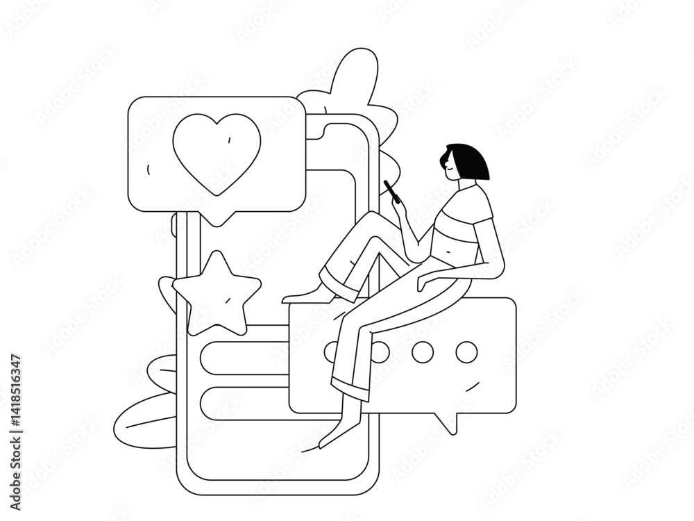 Virtual characters social communication concept business flat vector hand drawn illustration
Virtual characters social communication concept business flat vector hand drawn illustration