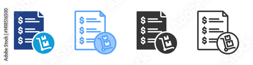 Pricelist icon set multiple style collection