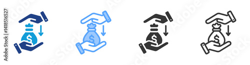 Cost Saving icon set multiple style collection