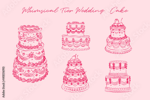 Whimsical Hand Drawn Cake for Party Invitation