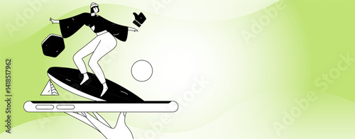 Virtual characters social communication concept business flat vector hand drawn illustration
