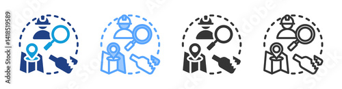 Archeological Field Survey icon set multiple style collection
